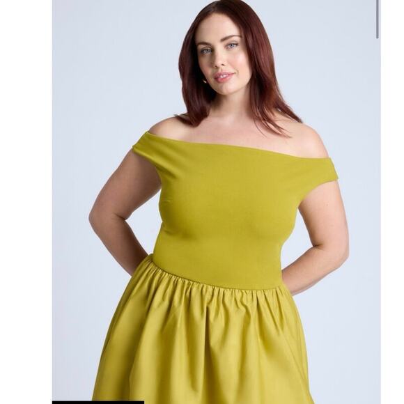 ELOQUII boat neck mixed fabric dress with pockets NWT 16W - Picture 4 of 7